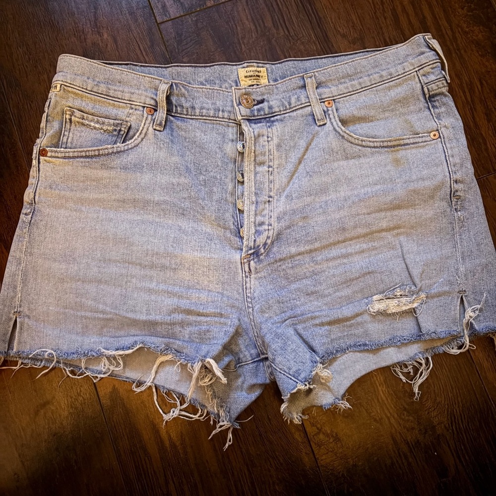Citizens Of Humanity Light Blue Distressed Denim Cutoff Shorts